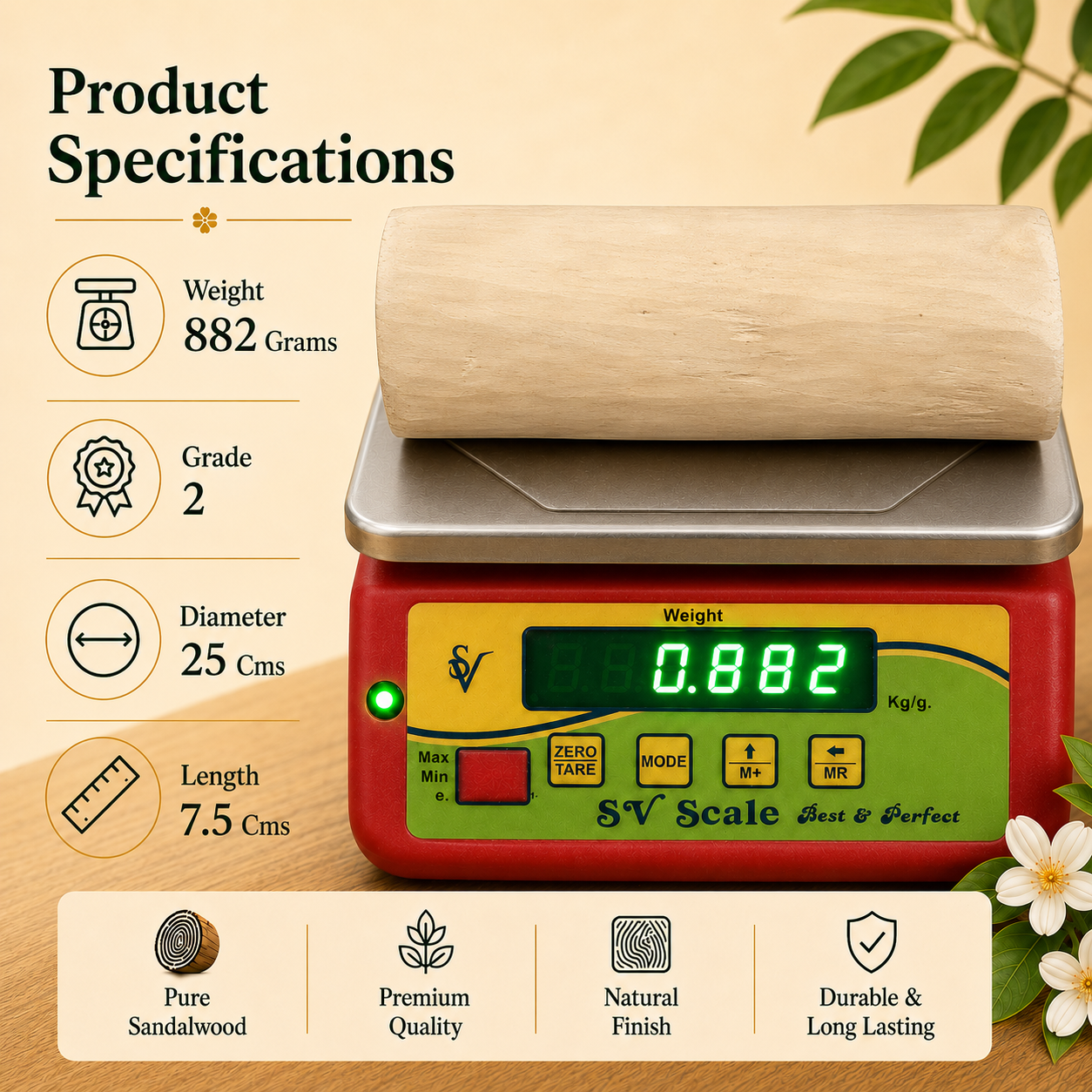 Second Grade Sandalwood Log with ISI Seal