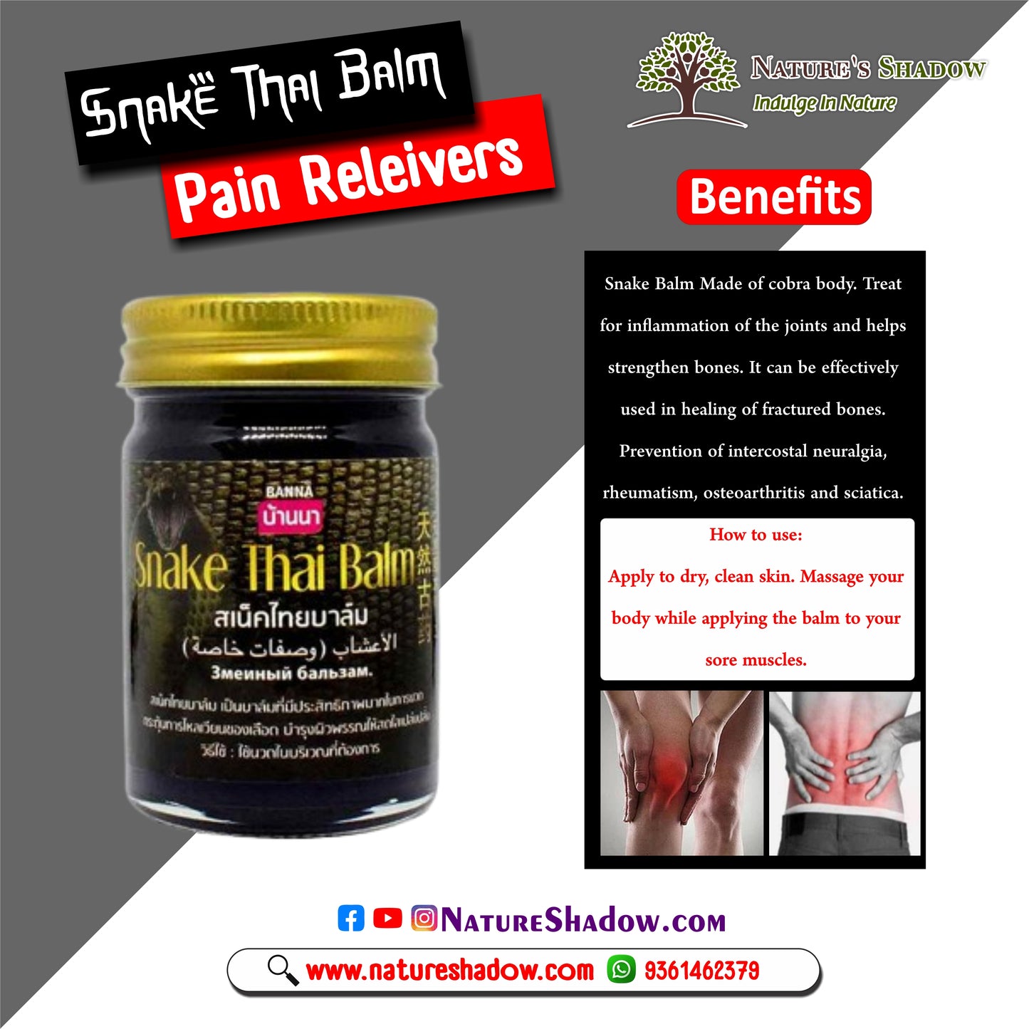 Thai Snake Balm For Joint Pains - Liniment - External Uses Only