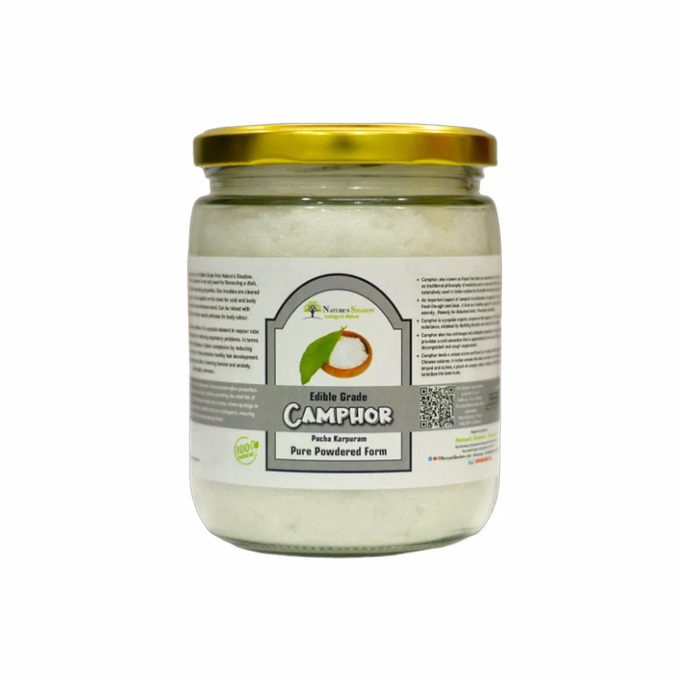 High Grade Edible Camphor / Pacha Karpooram for Both Internal and External Uses - Powder Form - 100 Grams