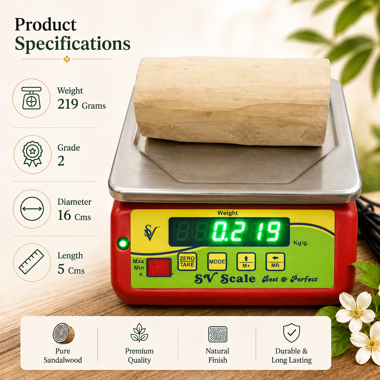 Second Grade Sandalwood Log with ISI Seal