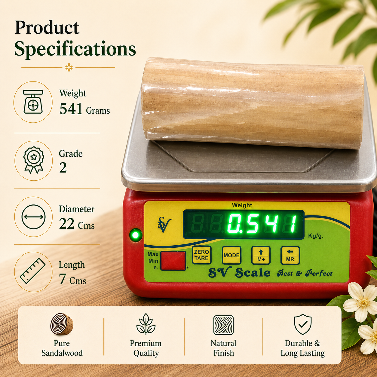 Second Grade Sandalwood Log with ISI Seal