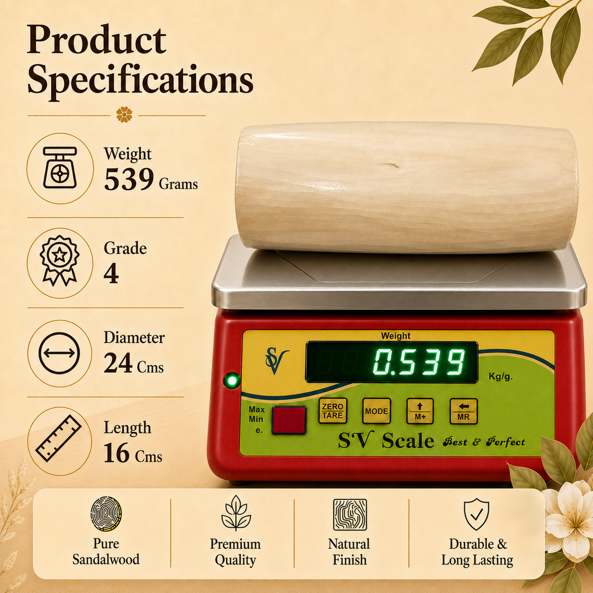 Fourth Grade Sandalwood Log with ISI Seal