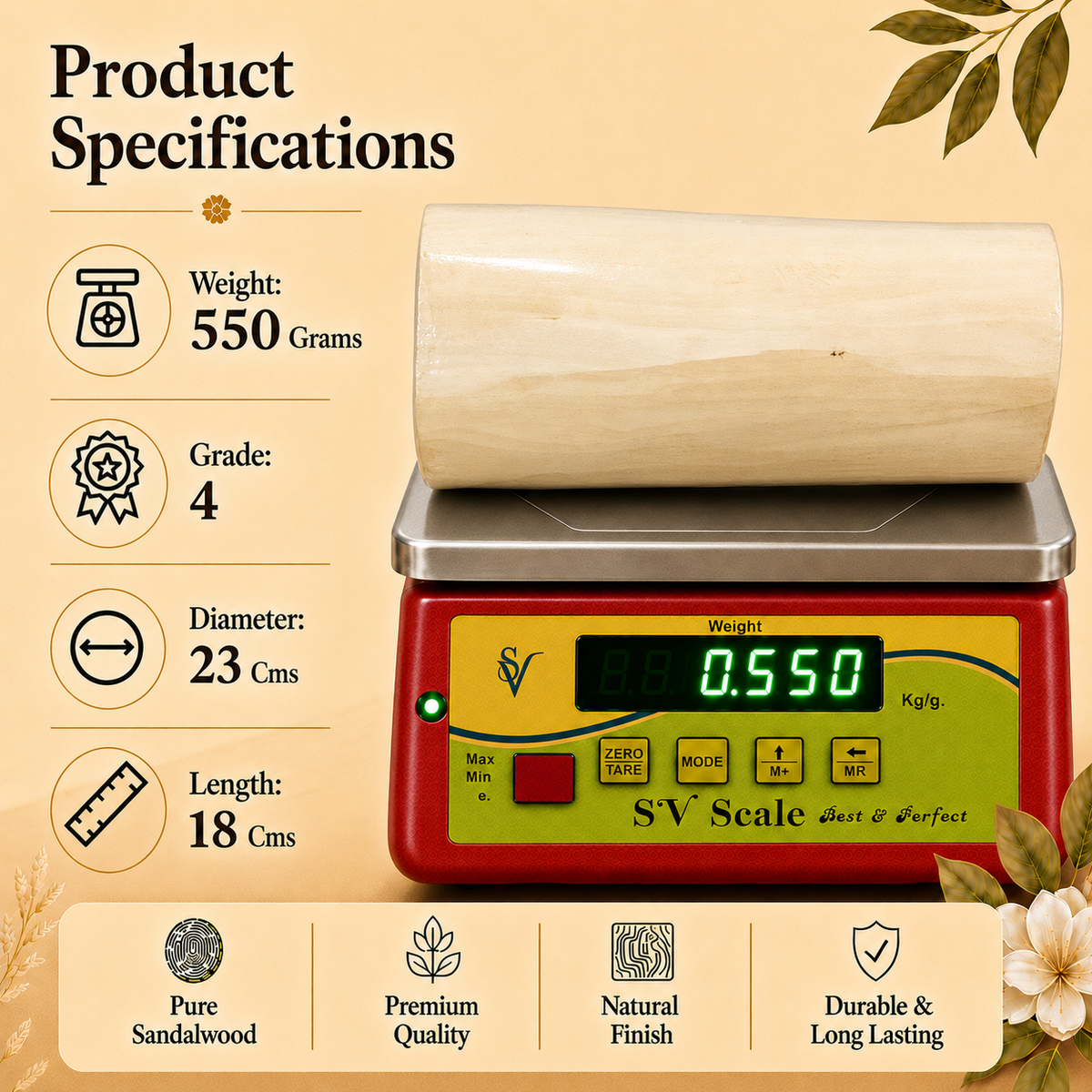 Fourth Grade Sandalwood Log with ISI Seal