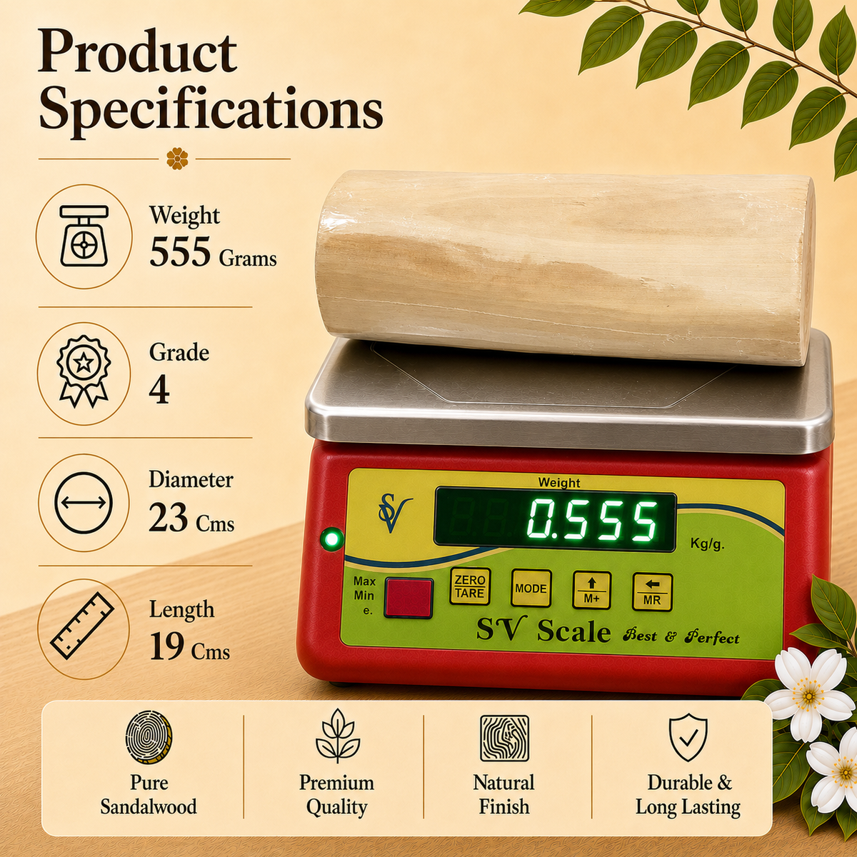 Fourth Grade Sandalwood Log with ISI Seal