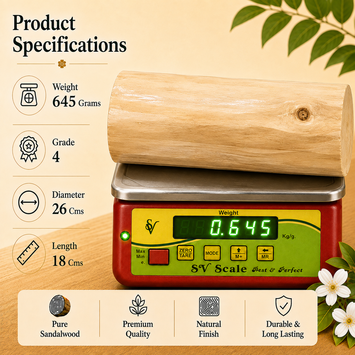 Fourth Grade Sandalwood Log with ISI Seal