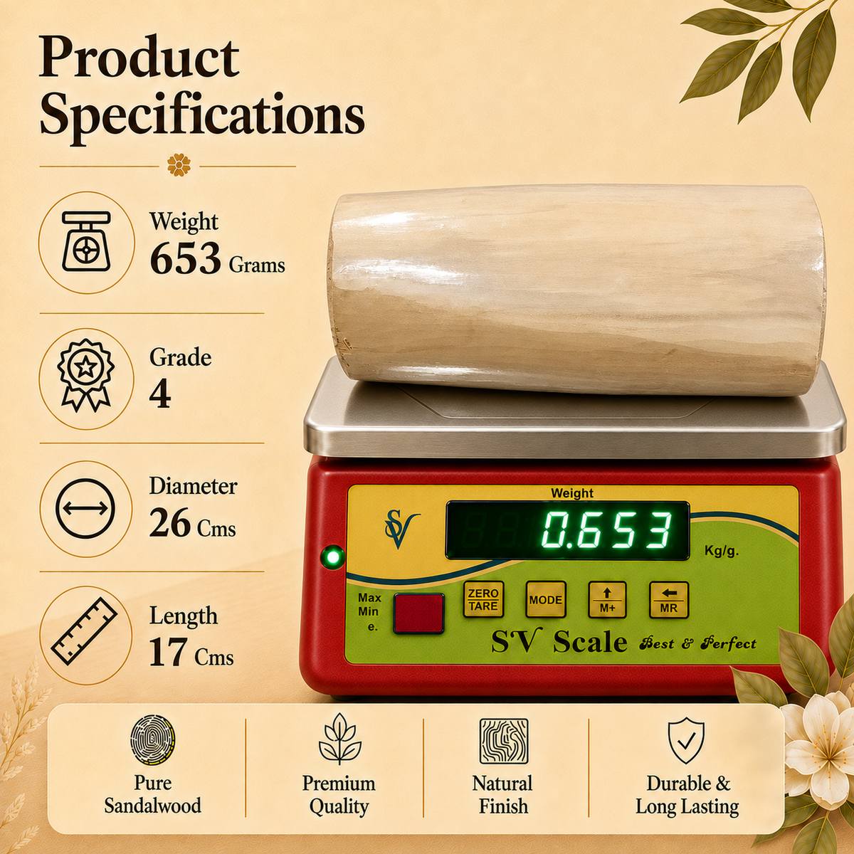Fourth Grade Sandalwood Log with ISI Seal
