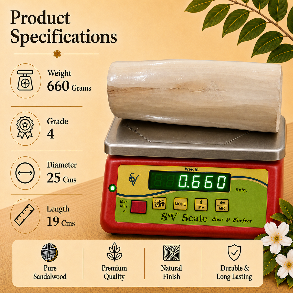 Fourth Grade Sandalwood Log with ISI Seal