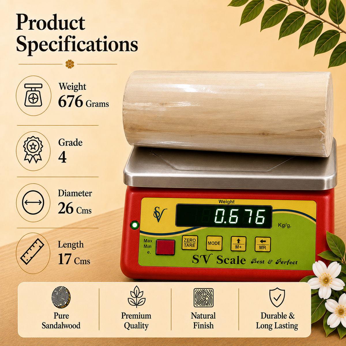 Fourth Grade Sandalwood Log with ISI Seal