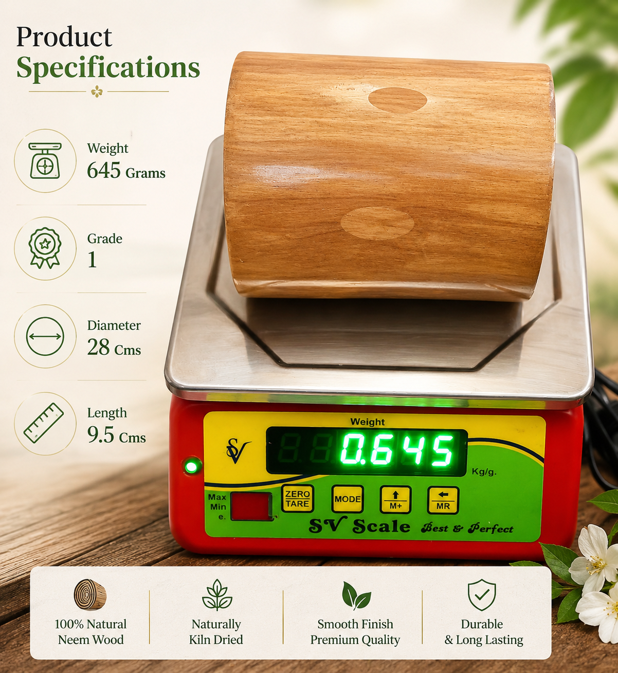First Grade Sandalwood Log with ISI Seal
