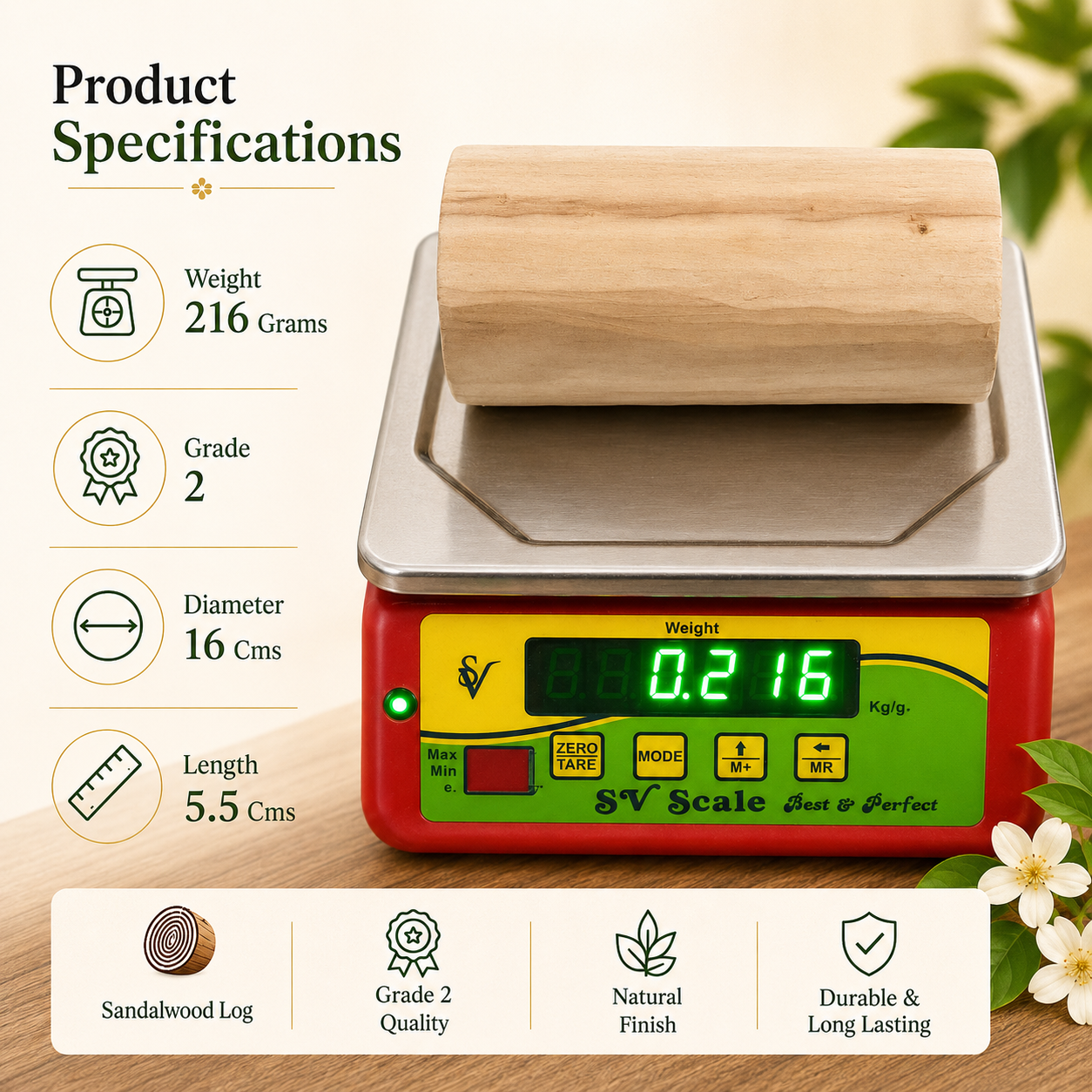 Second Grade Sandalwood Log with ISI Seal